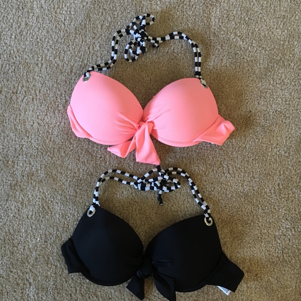 California Waves Pink & Black Push Up Bikini Tops